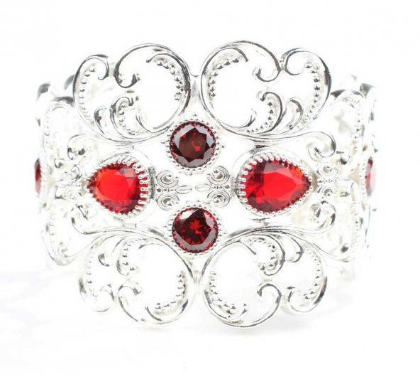Kırmızı Yakut Taşlı Kalın Bilezik