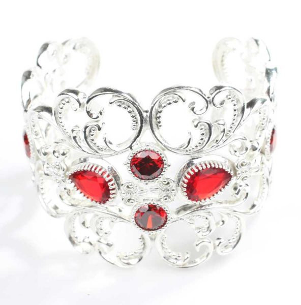 Kırmızı Yakut Taşlı Kalın Bilezik - 6