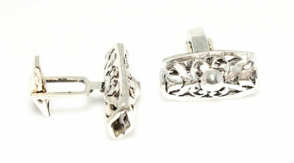 925 Ayar Gümüş Ajur Desenli Kol Düğmesi