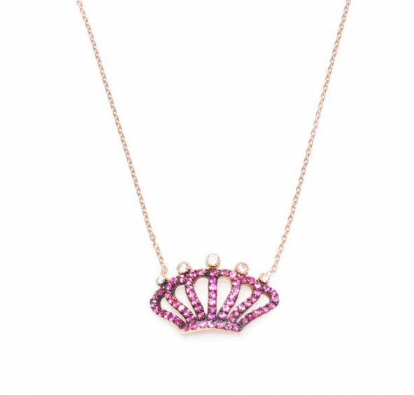 925 Ayar Gümüş Yakut Taşlı Taç Kolye