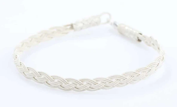 999 Ayar Gümüş Örgü Kazaziye Bileklik, Beyaz - Resim 2