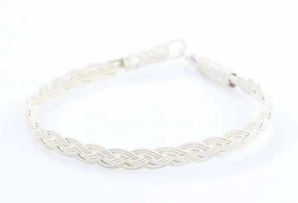 999 Ayar Gümüş Örgü Kazaziye Bileklik, Beyaz - Resim 3