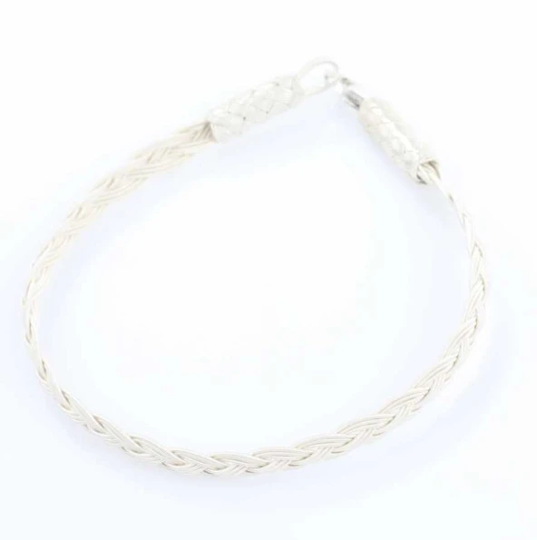 999 Ayar Gümüş Örgü Kazaziye Bileklik, Beyaz - Resim 4