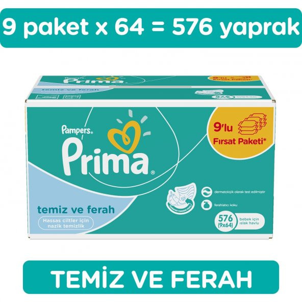 Prima Islak Havlu Mendil Fresh 9x64=576 Adet