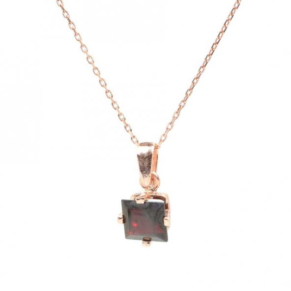 925 Ayar Gümüş Yakut Taşlı Tektaş Kolye