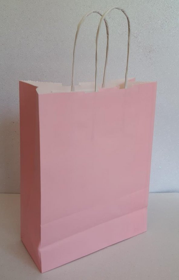 KRAFT KAĞIT ÇANTA PEMBE 25CM X 30CM - 1 ADET