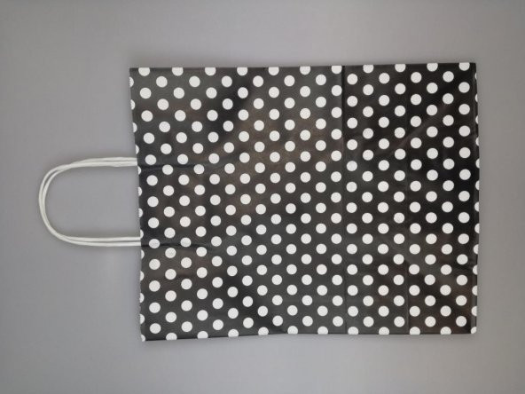 KRAFT KAĞIT ÇANTA SİYAH PUANLI 25CM X 30CM - 1 ADET - 3