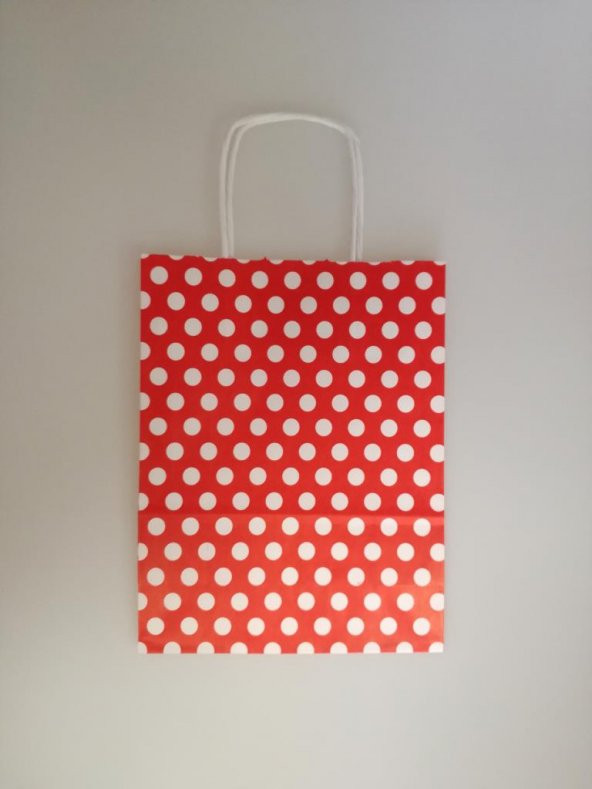 KRAFT KAĞIT ÇANTA KIRMIZI PUANLI 18CM X 24CM - 1 ADET - 3