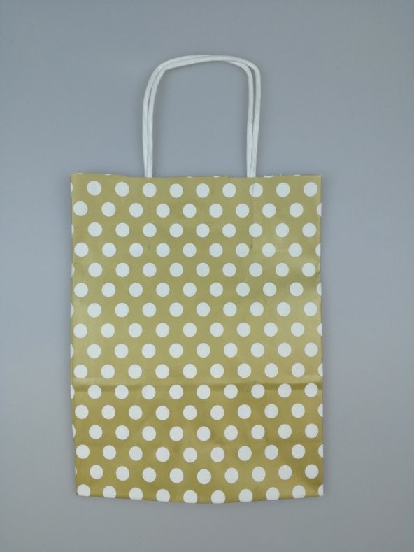 KRAFT KAĞIT ÇANTA GOLD PUANLI 18CM X 24CM - 1 ADET ürün görseli 1