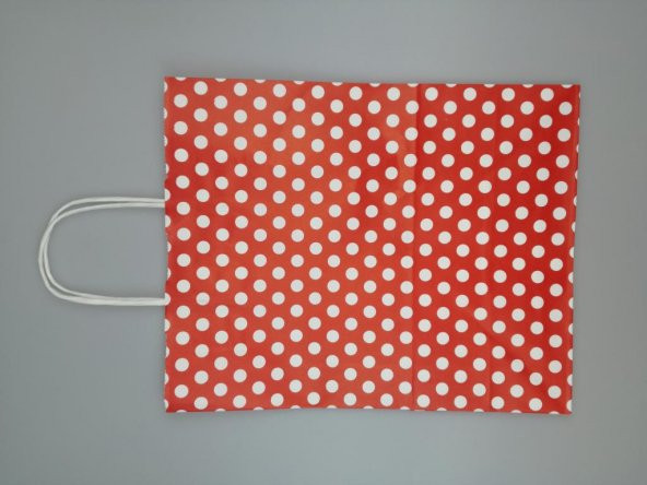 KRAFT KAĞIT ÇANTA KIRMIZI PUANLI 25CM X 30CM - 1 ADET - 3