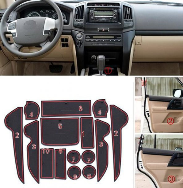 Toyota Land Cruiser LC200 2016 Araç İçi Silikon Kaymaz Ped Kaplam - 8