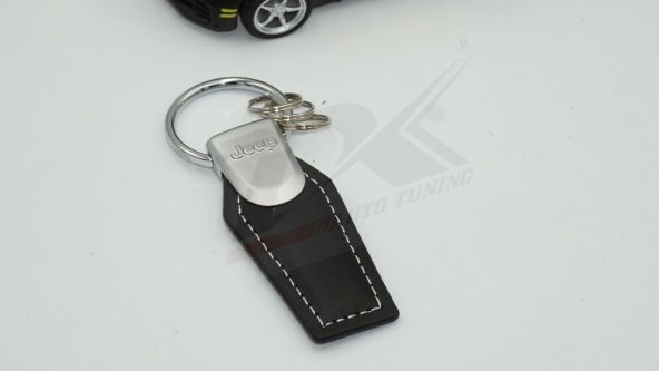Jeep Logo Krom Metal Deri Stil Anahtarlık - 3