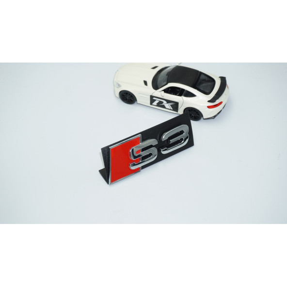 DK Tuning S3 Gümüş Kırmızı 3D Ön Panjur Logo Audi İle Uyumlu - 2