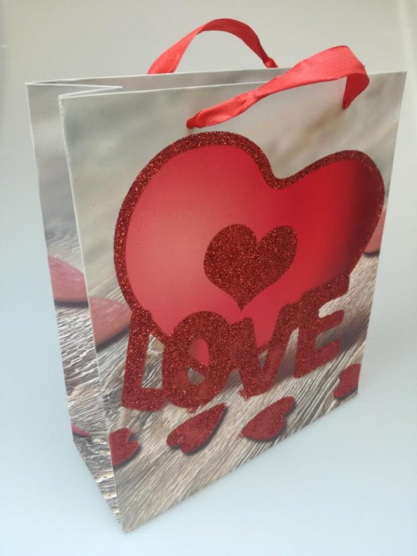 KARTON ÇANTA LOVE SİMLİ 21CM X 24CM - 1 ADET