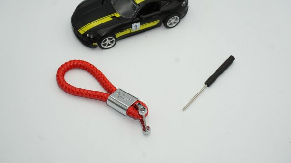 Ford Mustang Koşan At Logo Stil Hasır Desen Anahtarlık - 2