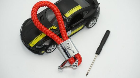 Ford Mustang Koşan At Logo Stil Hasır Desen Anahtarlık - 5