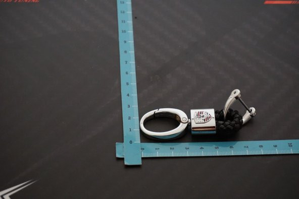 Porsche Logo Stil Hasır Desen Anahtarlık K - Resim 4