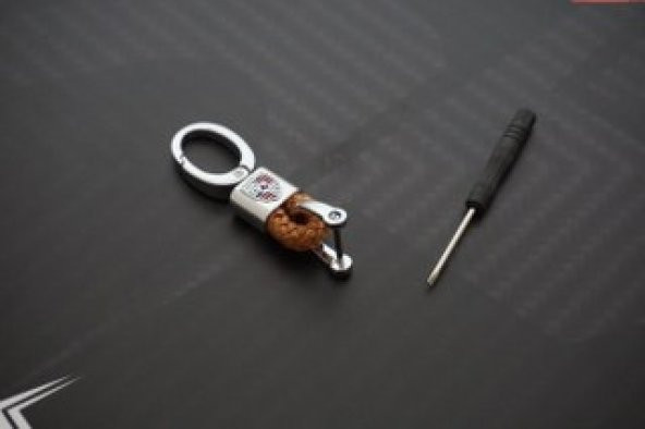 Porsche Logo Stil Hasır Desen Anahtarlık K - 2