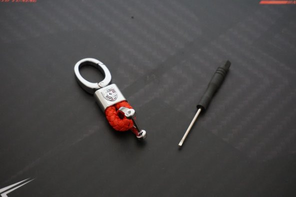 Porsche Logo Stil Hasır Desen Anahtarlık K - Resim 5