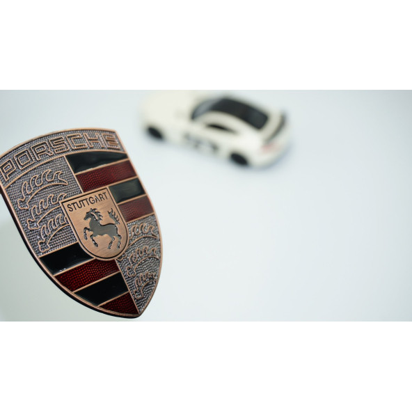 DK Tuning Porsche Ön Kaput Bronz Metal Tırnaklı Logo Amblem Arma
