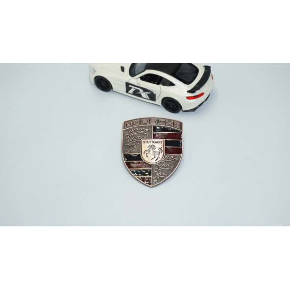 DK Tuning Porsche Ön Kaput Bronz Metal Tırnaklı Logo Amblem Arma - 2