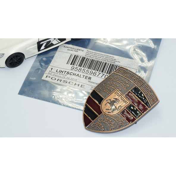 DK Tuning Porsche Ön Kaput Bronz Metal Tırnaklı Logo Amblem Arma - 5