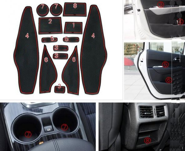 PEUGEOT 3008 Araç İçi Silikon Kaymaz Ped Kaplama Seti - Resim 2