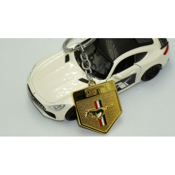 DK Ford Mustang Shelby GT Koşan At Logo Gold Metal Anahtarlık - 4