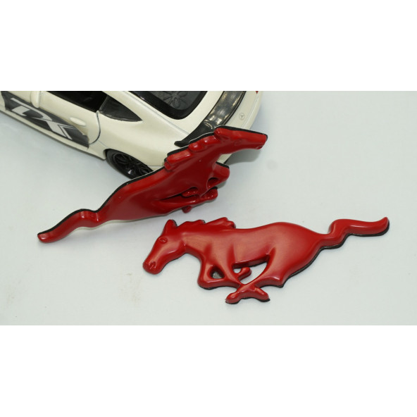 DK Ford Mustang Shelby GT Koşan At Çamurluk Yanı Kırmızı Metal 3M 3D Logo Arma - 4