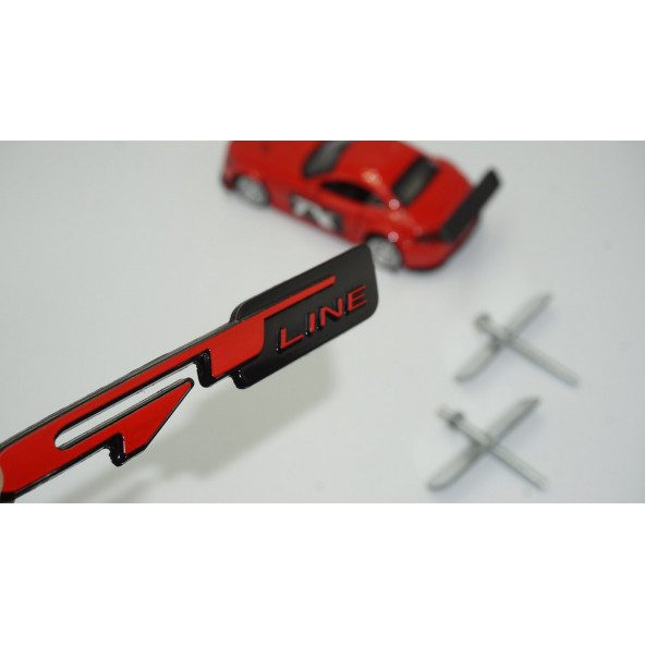 DK Kia GT Line Ön Panjur Vidalı 3D Kırmızı Siyah Metal Logo