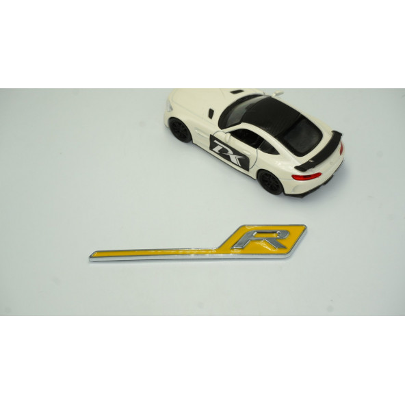 DK Benz AMG R GT R Eklenti Sarı Krom ABS 3M 3D Bagaj Logo Amblem - 2