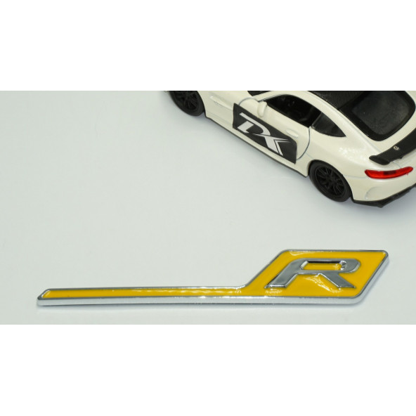 DK Benz AMG R GT R Eklenti Sarı Krom ABS 3M 3D Bagaj Logo Amblem - 3