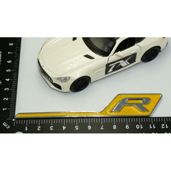 DK Benz AMG R GT R Eklenti Sarı Krom ABS 3M 3D Bagaj Logo Amblem - 5