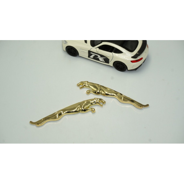 DK Jaguar Çamurluk Yanı 3M 3D Gold Metal Logo Amblem - 2