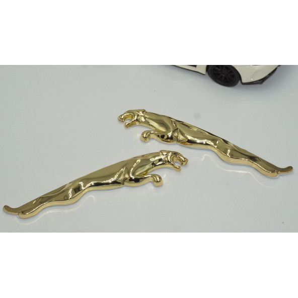 DK Jaguar Çamurluk Yanı 3M 3D Gold Metal Logo Amblem - 3