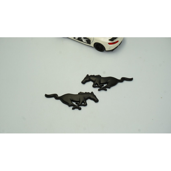 DK Ford Mustang Shelby GT Koşan At Çamurluk Yanı Siyah Metal 3M 3D Logo Arma - 2