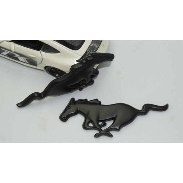 DK Ford Mustang Shelby GT Koşan At Çamurluk Yanı Siyah Metal 3M 3D Logo Arma - 4