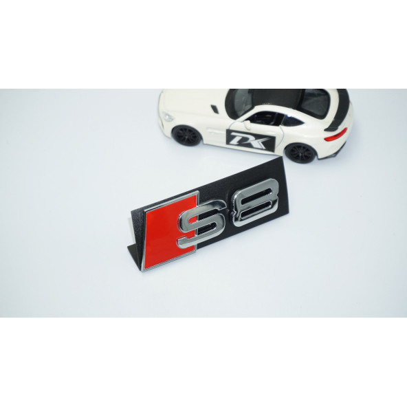 DK Tuning S8 Gümüş Kırmızı 3D Ön Panjur Logo Audi İle Uyumlu - 2