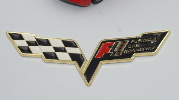 Chevrolet Corvette F1 Logo Bagaj 3M 3D Metal Logo Amblem Seti - 3