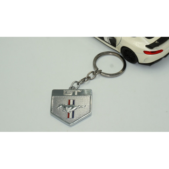 DK Ford Mustang Shelby GT Koşan At Logo Krom Metal Anahtarlık - 3