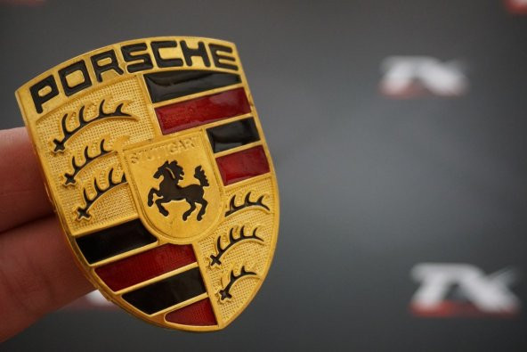 Porsche Logo Kaput Body 3M Gold Metal Logo Amblem Arma