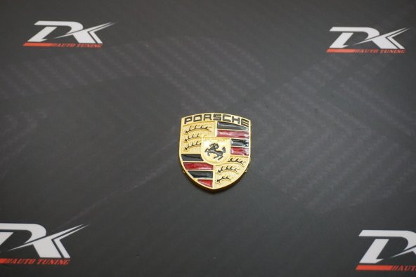 Porsche Logo Kaput Body 3M Gold Metal Logo Amblem Arma - 2