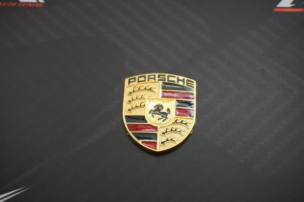 Porsche Logo Kaput Body 3M Gold Metal Logo Amblem Arma - 3