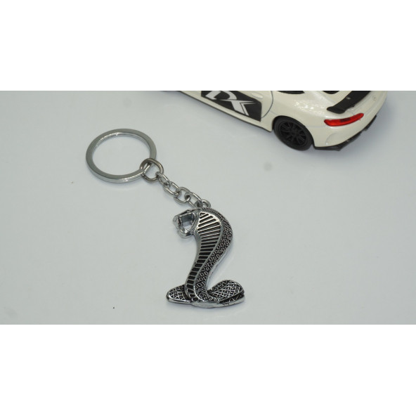 DK Ford Mustang Shelby Kobra Süper Snake Logo Krom Metal Çift Yön Anahtarlık - 2