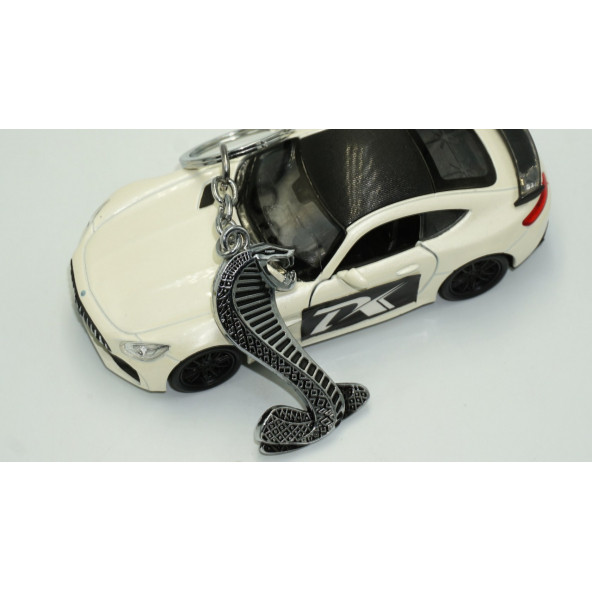 DK Ford Mustang Shelby Kobra Süper Snake Logo Krom Metal Çift Yön Anahtarlık - 4