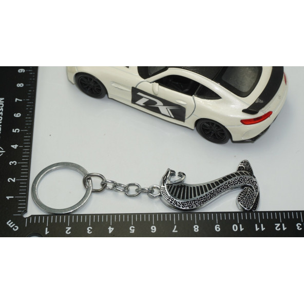 DK Ford Mustang Shelby Kobra Süper Snake Logo Krom Metal Çift Yön Anahtarlık - 5