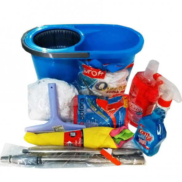Temizlik Kovası -Temizlik Mop - Bahar Temizlik Seti - Sıkmalı Mop - Yedek Mop Hediyeli -12 PARÇA + 1 ADET LİF HEDİYE