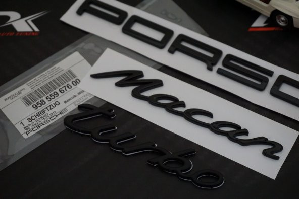 Porsche Macan Turbo Bagaj Yazı Metal Logo Seti Siyah Renk Orjinal - 4