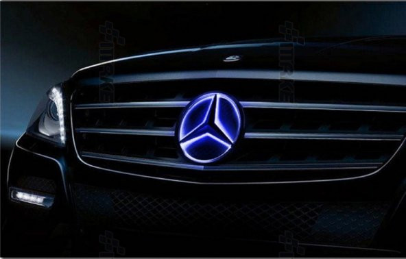 Mercedes Benz Ön Panjur Mavi Led Işık Büyük Yıldız Logosu