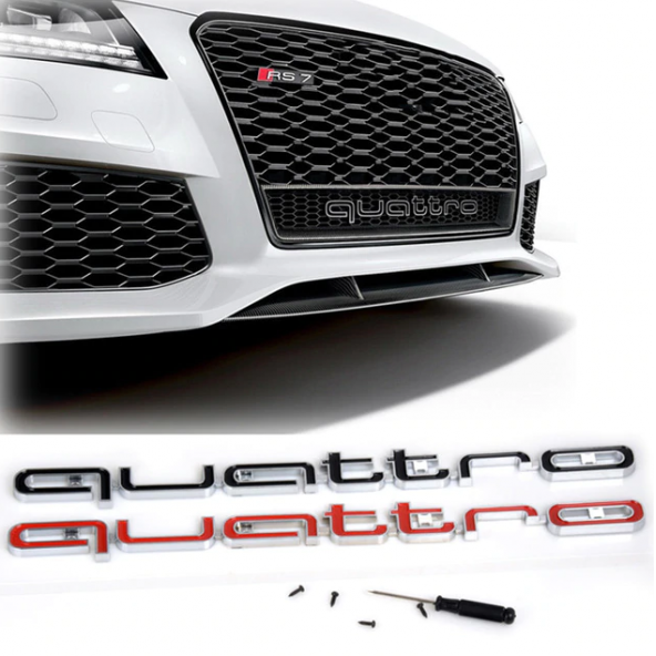 Audi Quattro Ön ızgara Altı Büyük Yazı Logo 42cm - 5